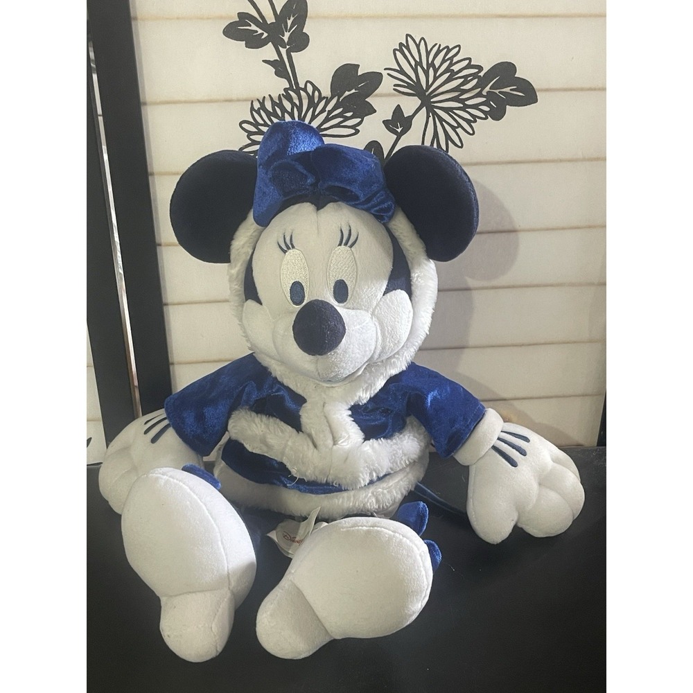 Disney Minnie Mouse 18" Winter Holiday Royal Blue Plush 2001 Disney Store